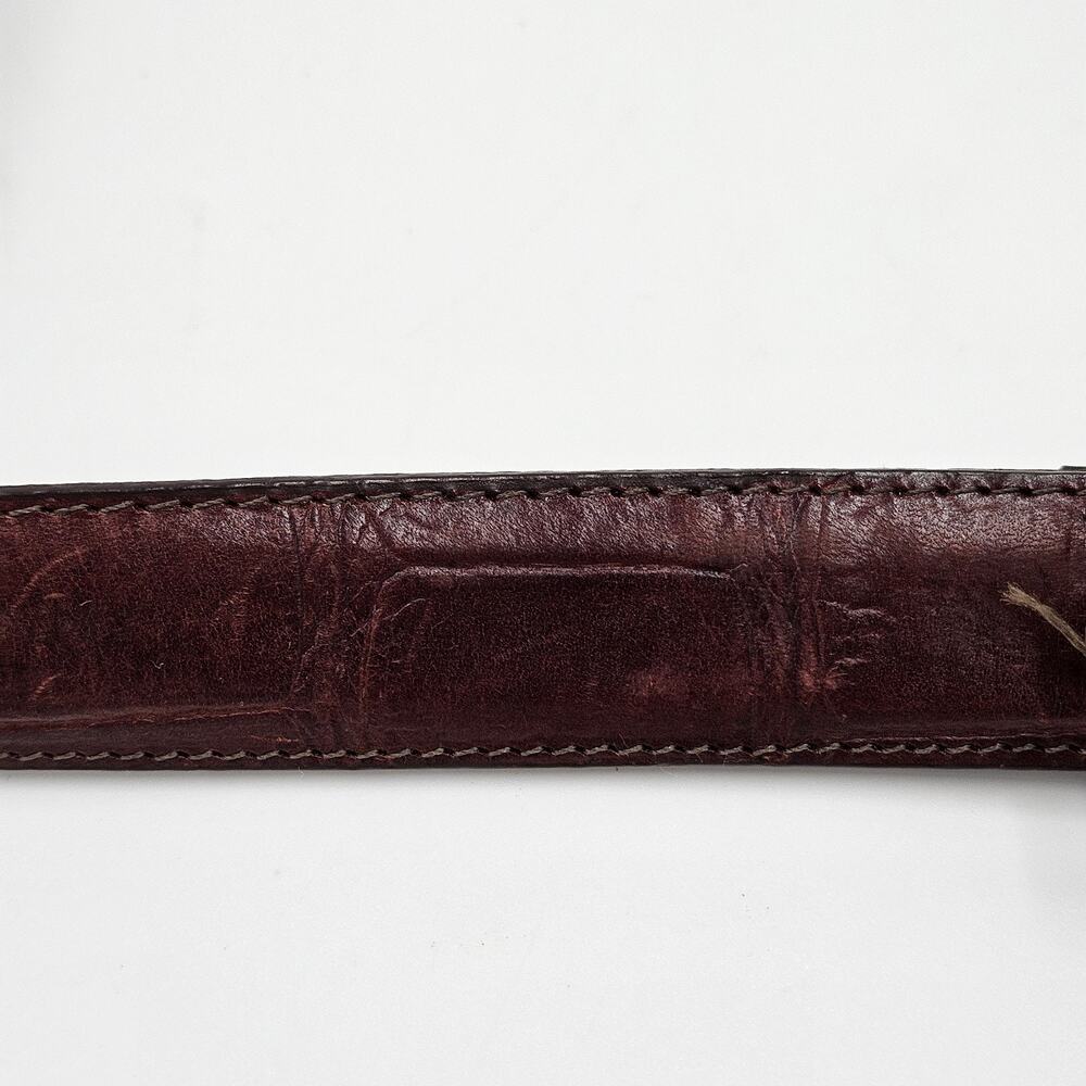 Brighton Vintage Womens 1" Size 34 Brown Leather Belt Croc Embossed USA Silver - Picture 6 of 9